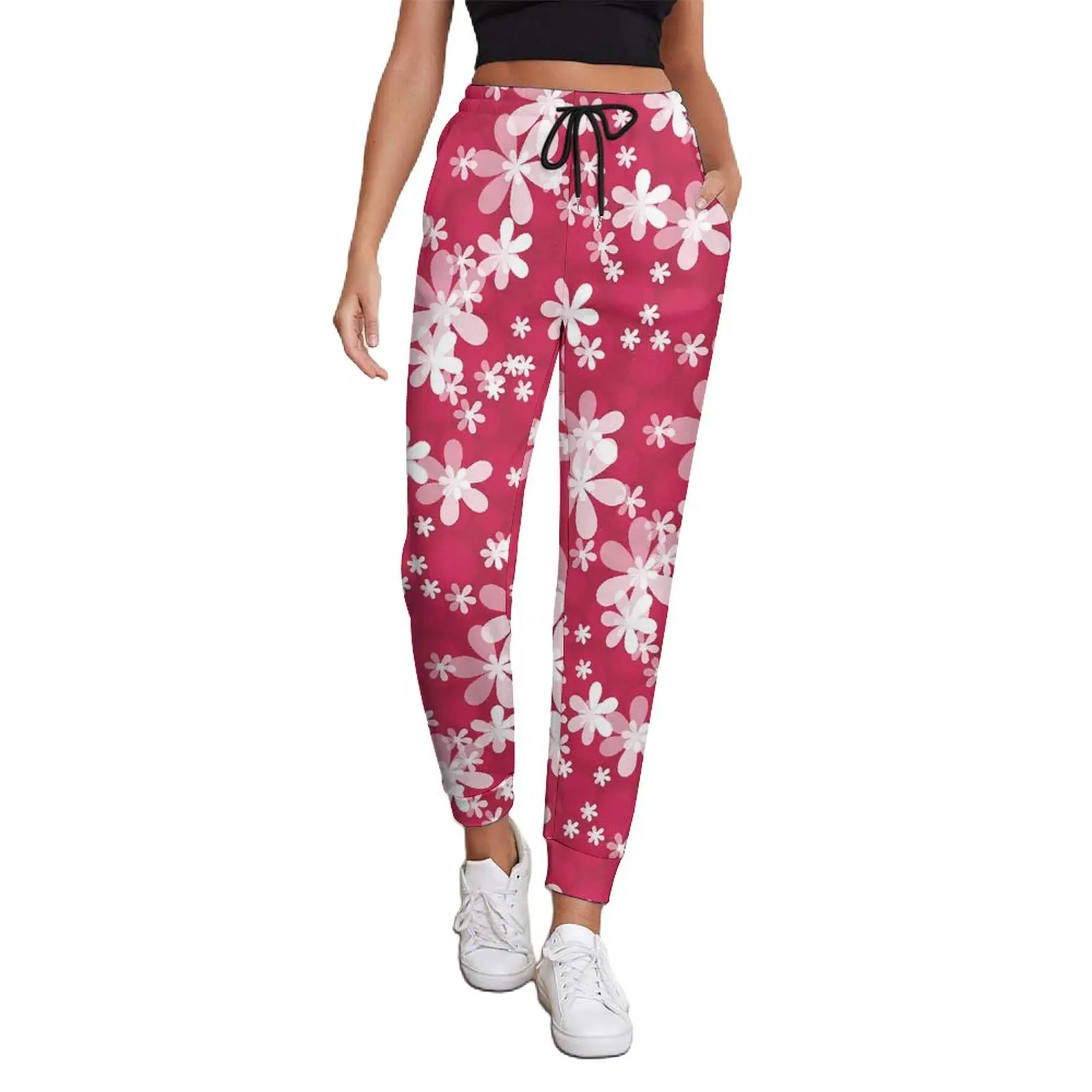 

White Daisy Pants Vintage Floral Retro Oversize Sweatpants Spring Women Custom Y2K Trousers