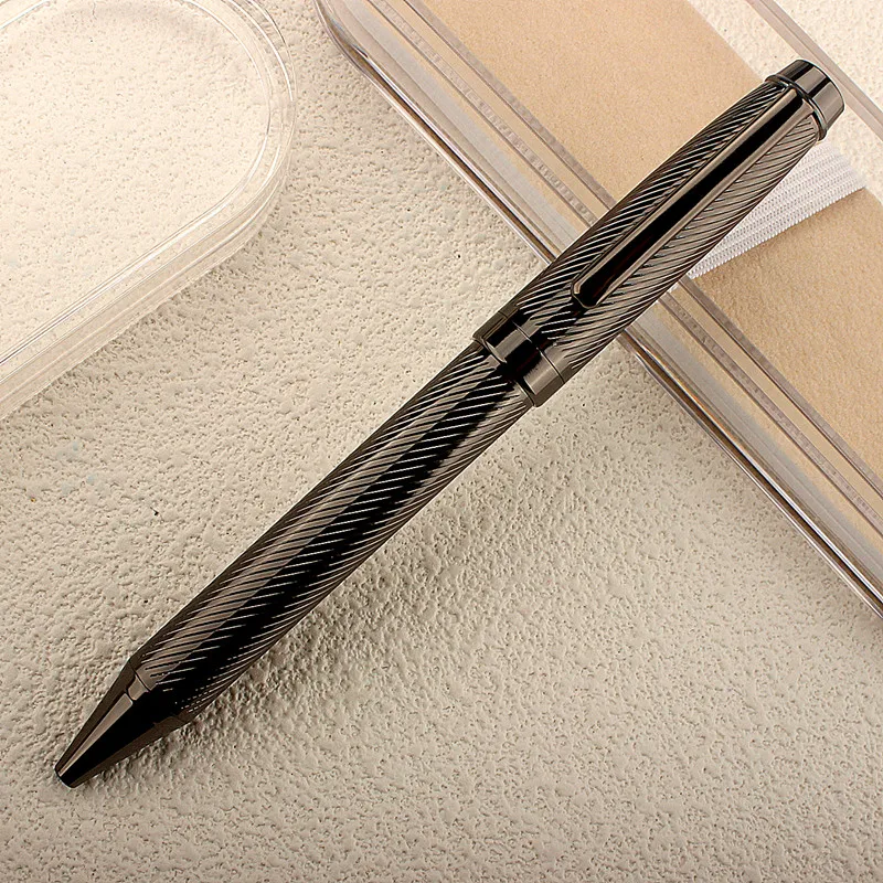 Luxury New 702 Metal Ballpoint Pen, Retractable Signature Pen Metal Housing Black Ink Medium Point 0.7mm