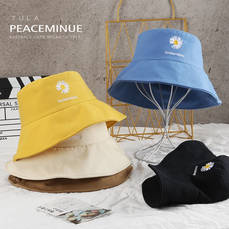 

Hat Female Spring And Summer New Small Daisy Basin Hat Trendy Male Korean Versatile Sunscreen Sunshade Fisherman Hat Unisex