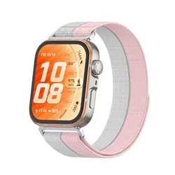 Nylon Braided Loop Band Sport Strap Bracelet Correa Wristband Belt - Huawei Fit 4 Pro (Pink)