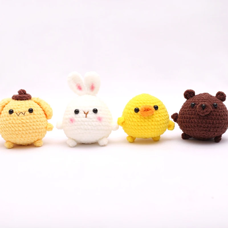 Crochet Mermaid Doll Crochet Animal Doll Handmade Knit Rabbit Capybara Small Bear DIY Cartoon Doll Key Holder