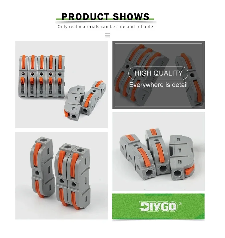 Description Picture 6 of itemDIY GO Quick Splicing Multiplex Butt Wire Connector Compact Electrical Cable Terminal Block Home Wiring Connectors Junction Box