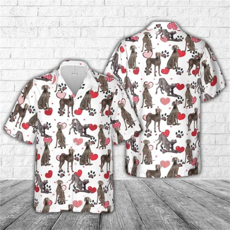 thumbnail image 1 of Camisa social para uso diario, camisas para hombre, blusa Weimaraner de manga corta con estampado de animales en 3D, camisetas casuales, ropa masculina de gran tamaño, 1 of 5