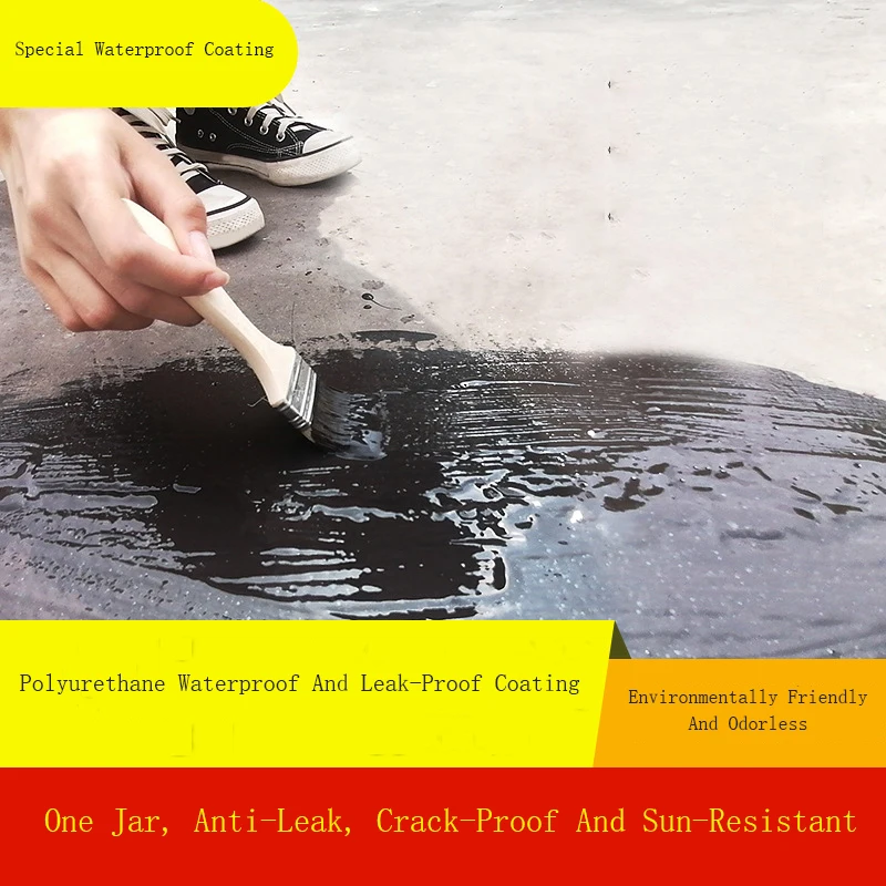 600g Polyurethane Waterproof Coating Asphalt Waterproof Glue Roof Exterior Wall Crack Waterproof Special Odorless Paint Coating transparent waterproof glue anti leak glue strong bonding adhesive sealant for coating bathroom balcony roof kitchen wall repair