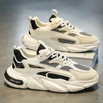 Scarpe da ginnastica da uomo di nuova tendenza con plateau scarpe casual traspiranti scarpe da corsa stringate in rete da uomo scarpe da passeggio versatili Zapatillas Hombre 1