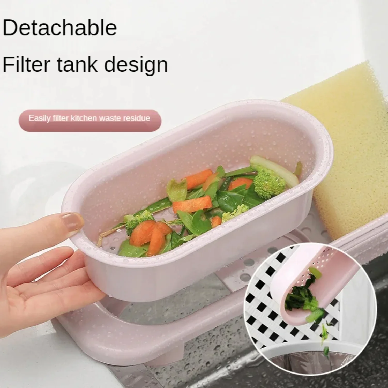 Adjustable Length Sink Drain Basket Dish Drainer Soap Towel Rack Supply Accessories Shelf Rack