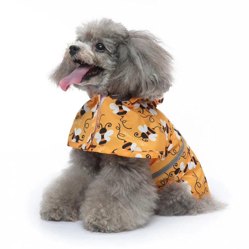 Four-legged Raincoat With Hood For Dogs