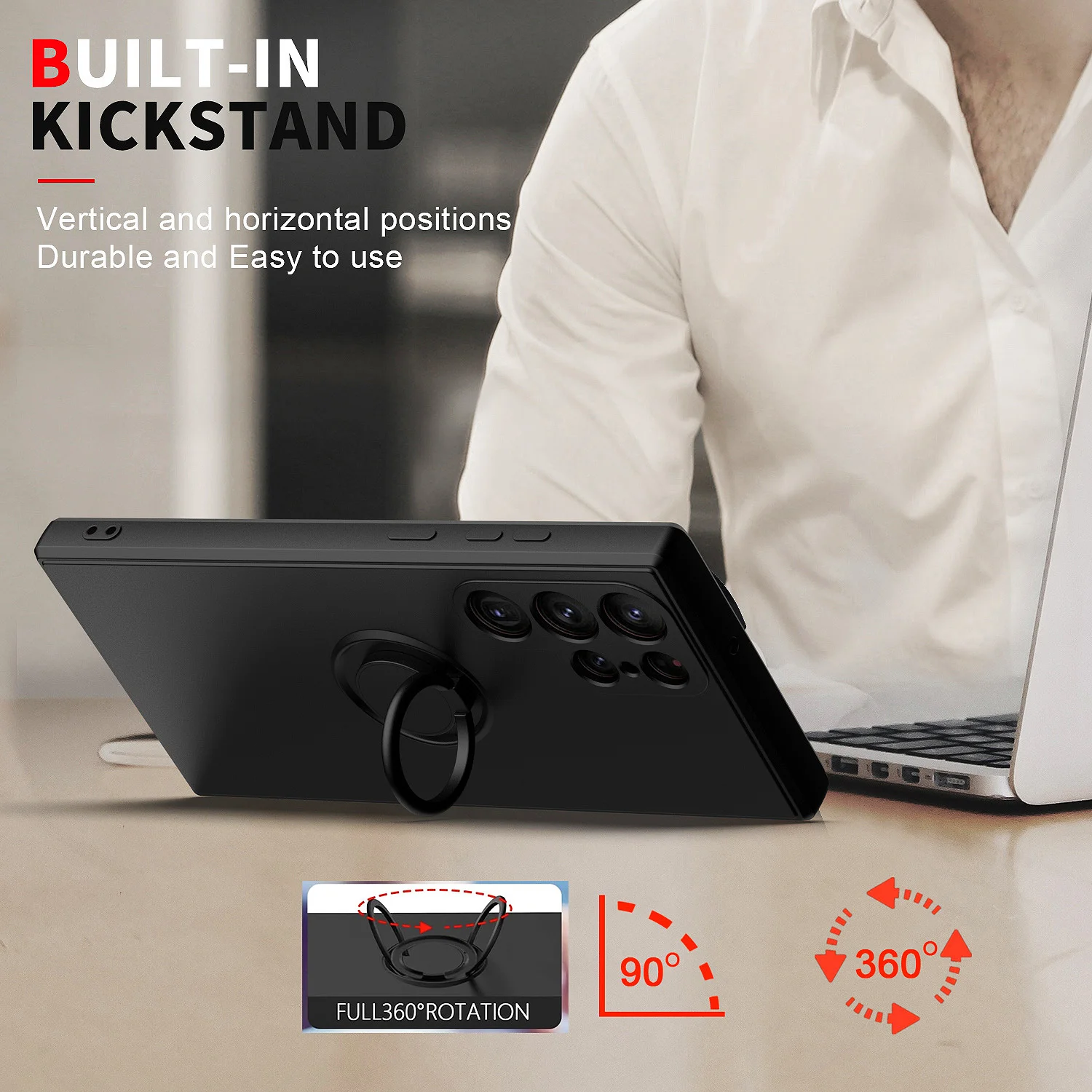 Liquid Silicone Magnetic Phone Case with Ring Holder Back Cover