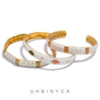 UHBINYCA Personalized Oil Drip Opening Adjustable Bracelet, Stainless Steel Plated 18K Gold Inlaid Zircon Bracelet 1