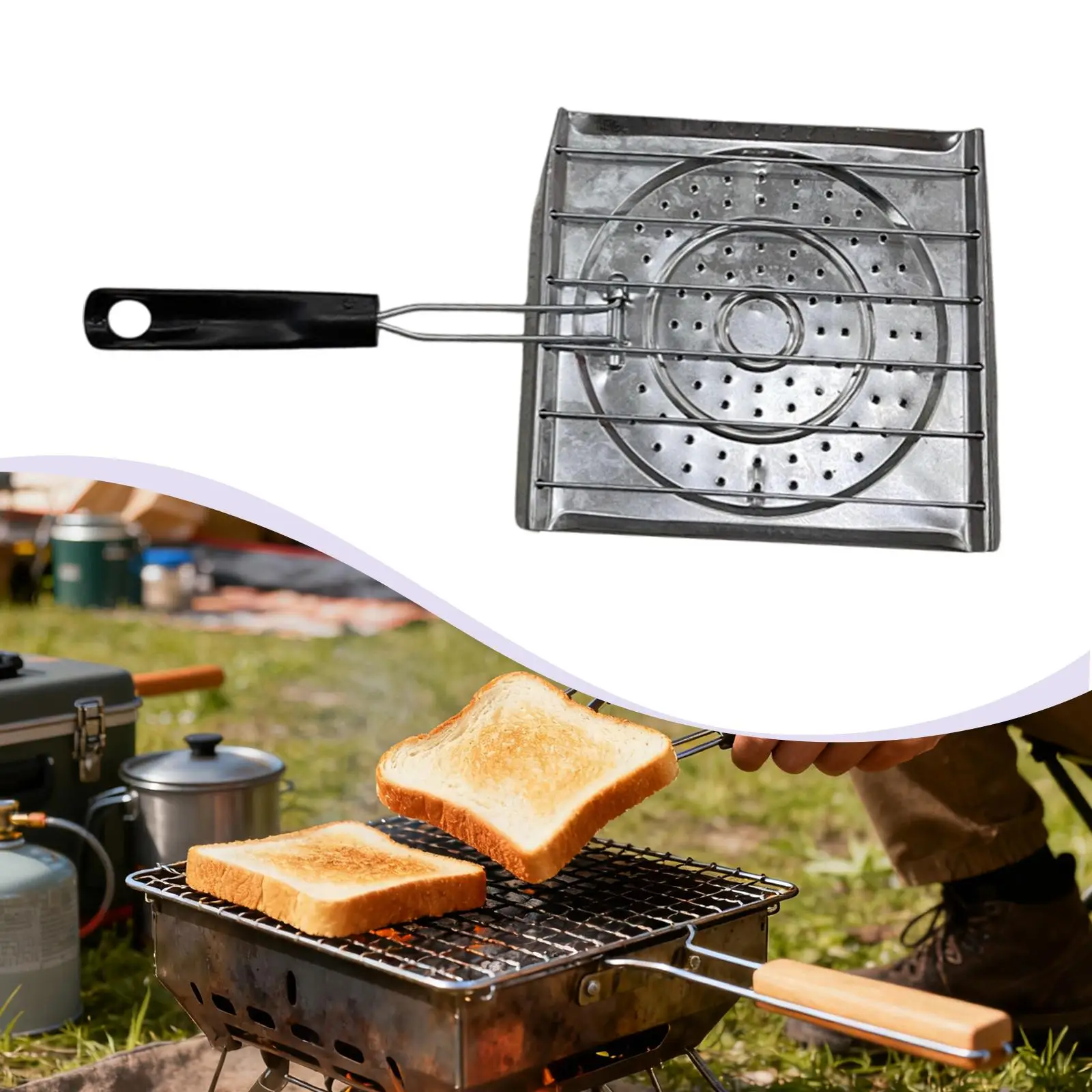 Camp Cookware Stovetop Toaster Grilling Bread Toast Rack Portable Kitchen Tray for Hiking Cooking Camp Cookware Stovetop Toaster Grilling Bread Toast Rack Portable Kitchen Tray for Hiking Cooking