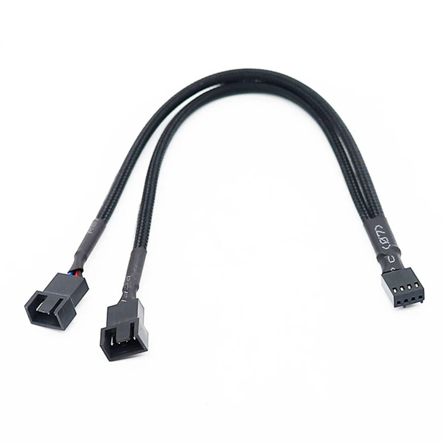 

1 to 2 Way Braided Cable Y Splitter 3/4 Pin PWM Male Connector Fan Computer PC Fan Extension Adapter