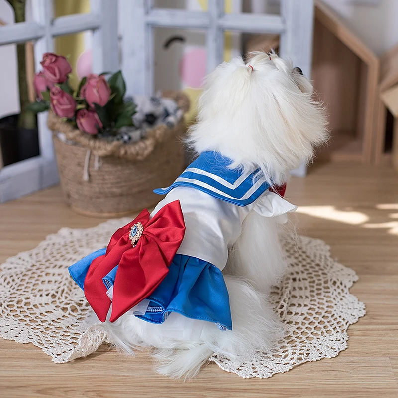 강아지 원피스 세일러 문 여름 고양이 드레스, 테디 애완 동물 의류, 강아지 포..