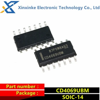 10 PZ CD4069UBM SOIC-14 CD4069 CMOS Spedizione logica SMD a sei inverter