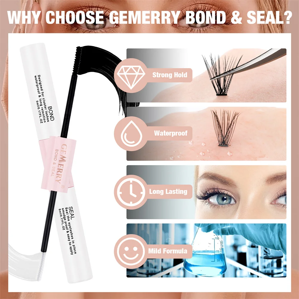 GEMERRY 10ml 2in1 Lash Bond&Seal Cluster Lash Glue for DIY Eyelash Extension Long Retention Waterproof Glue for Lash Clusters 4