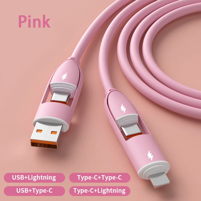Universal 4-in-1 High-Speed Silicone Charging Cable