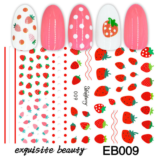Stickers for Nails Summer Fashion Sticker Sweet Fruit Cherry Design Nail Art Decorations  Foil Wrap Manicure Accessories