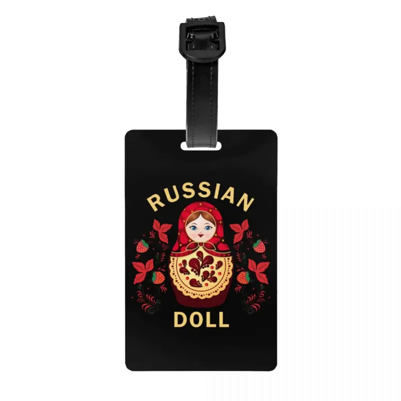

Custom Babushka Matryoshka Russian Doll Luggage Tag With Name Card Privacy Cover ID Label for Travel Bag Suitcase