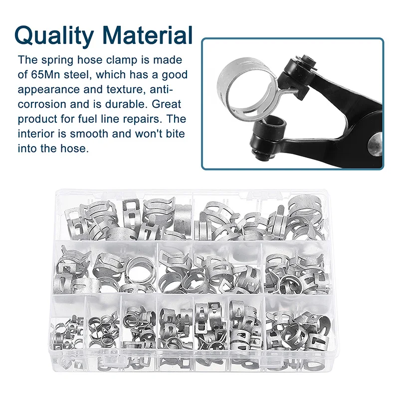 5-Pack Adjustable Hose Clamps 6-12mm Range - Silver Metal Worm Gear Clamps For Home & Industrial Use