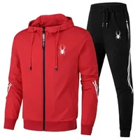 Ensemble de sport respirant et tendance pour homme, printemps-automne, veste zippée décontractée et pantalon de sport, deux pièces. 5