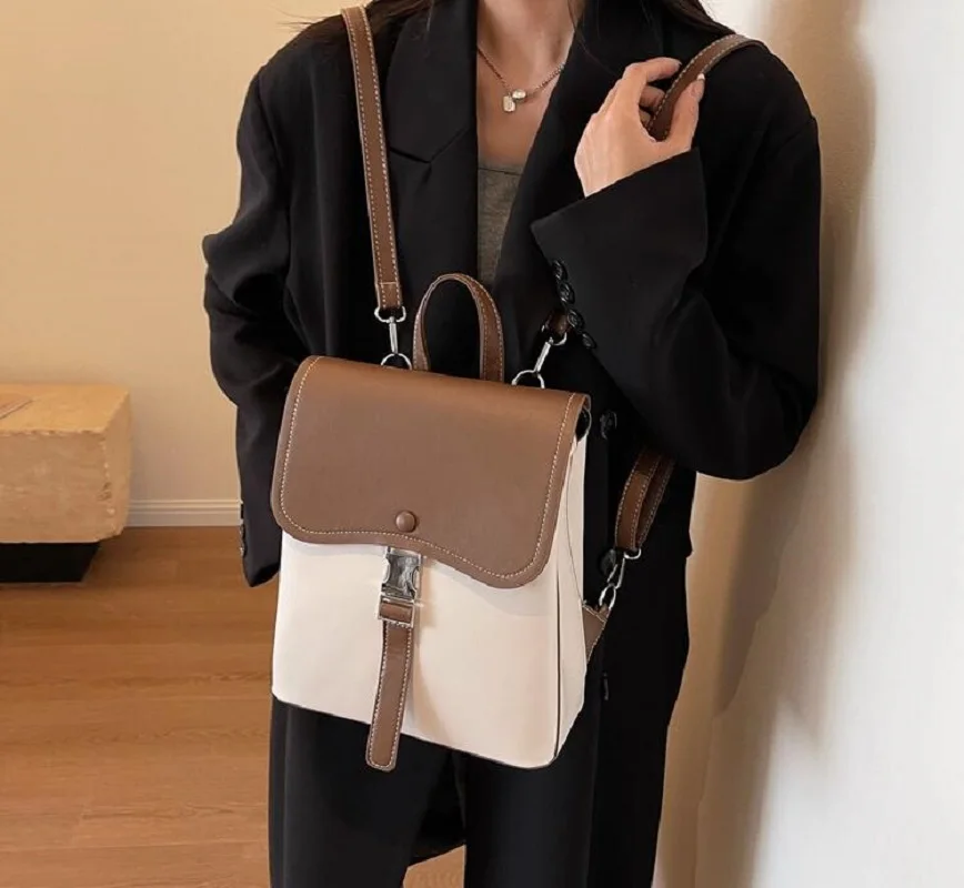 New Arrival Korean Fashion Preppy Style Leather Backpack School Bag Women High Capacity Travel Shoulder Bags Totes Crossbody Bag
