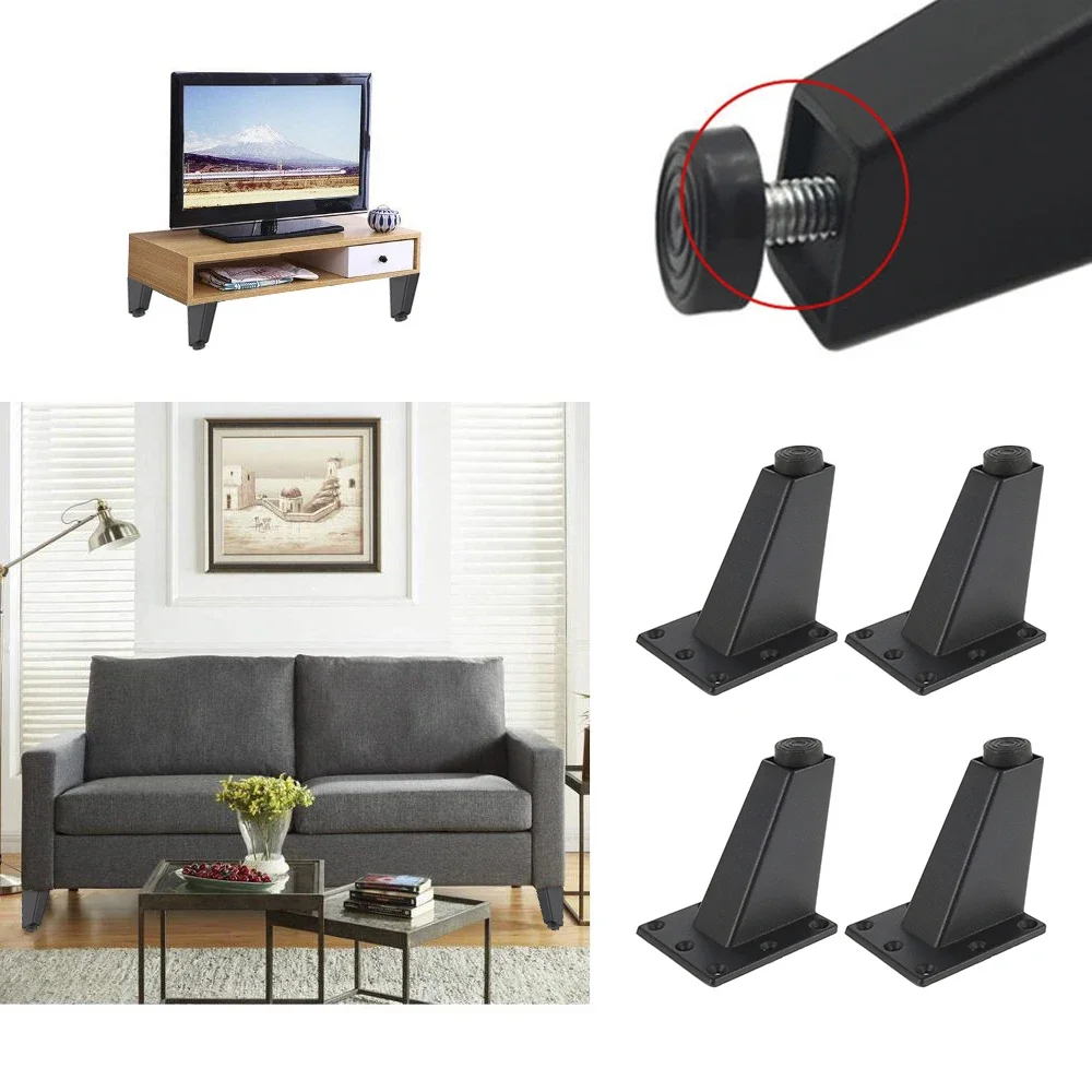 

4 Set Aluminum Alloy Sofa Legs 8cm Height Replacement Furniture Legs Solid 200kg Heavy Duty Table Legs Square Sloping Furniture