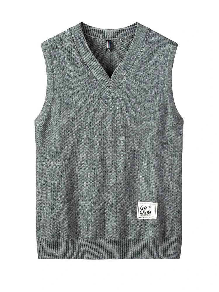 New Autumn and Winter Men's Knit Pullover Solid Color V-neck Shirt Men's Fashion Warm Casual Sweater Short Top Clothing 3