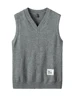 New Autumn and Winter Men's Knit Pullover Solid Color V-neck Shirt Men's Fashion Warm Casual Sweater Short Top Clothing 3