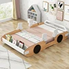 Wood Twin/Full Size Racing Car Bed, modern design cute children's single bed, youth bed, with small bookshelf 1