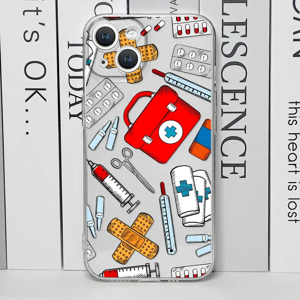 Nurse Medical Medicine Health Heart Phone Case for IPhone 16 15 13 12 11 Pro Mini XS MAX 7 8 14 Plus Doctor Nursing Clear Covers view 6