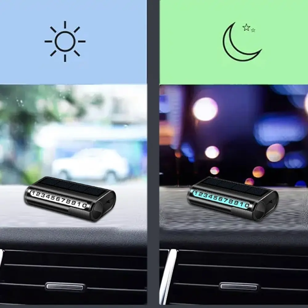 

ABS Aluminum Alloy Luminous Auto Parking Card Temporary Parking Number Plate Car Parking Number Plate Solar Charging