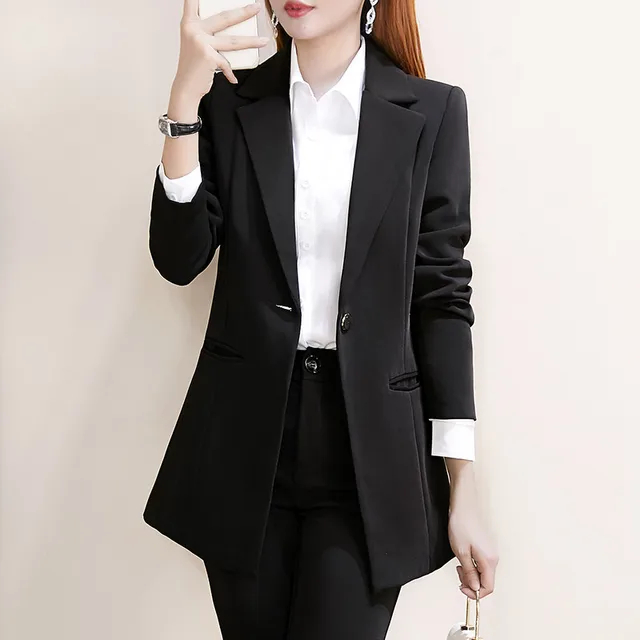 Plus Size Women's Suit Jacket Spring & Fall Commuter Style Work Professional Formal Long-Sleeved Suit Top 2