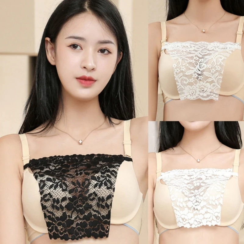 Ladies Lace Camisole Clip-On Mock Fashion Bra Insert Overlay Modesty Panel Vest Anti Peep Invisible Bra for Summer 6pcs women tank tops,lace camisole tops