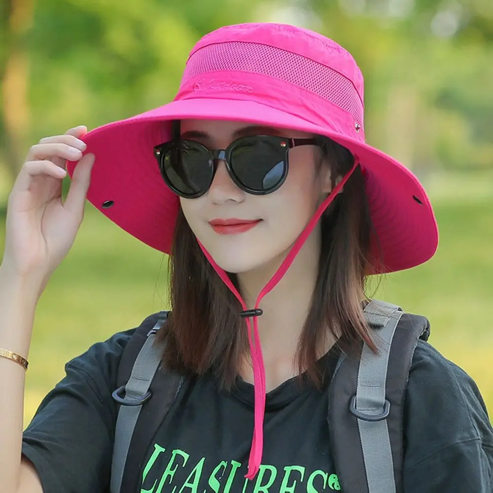 남녀공용 통기성 버킷햇, 접이식 UV 차단 비치 캡, 휴대용 와이드 브림 햇빛가리개 모자