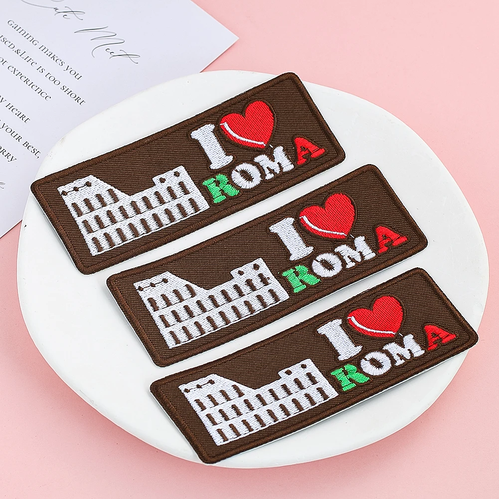 2PCS Stickerei Patch I Love ROMA Aufkleber Benutzerdefinierte Eisen auf Transfers für Kleidung DIY Bekleidung Nähen Liefert Abzeichen Zubehör