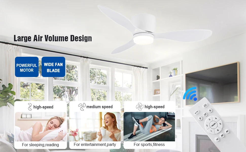 Description Picture 2 of itemIRALAN Modern ceiling fan with light for room kitchen living room Decoration home 42inch 52inch high air volume LED Electric fan