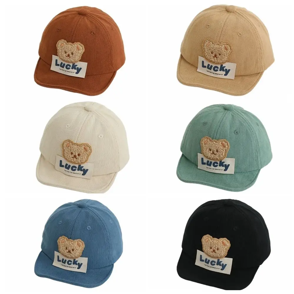 Casual Cartoon Baby Baseball Cap Korean Style Solid Color Bear Baby Hat Soft Brim Peaked Hat Infant Sun Hat Boys