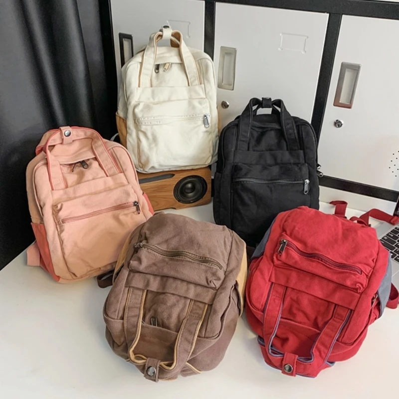 Fashion Backpack Students Schoolbag Korean Vintage Travel Bag Rucksack