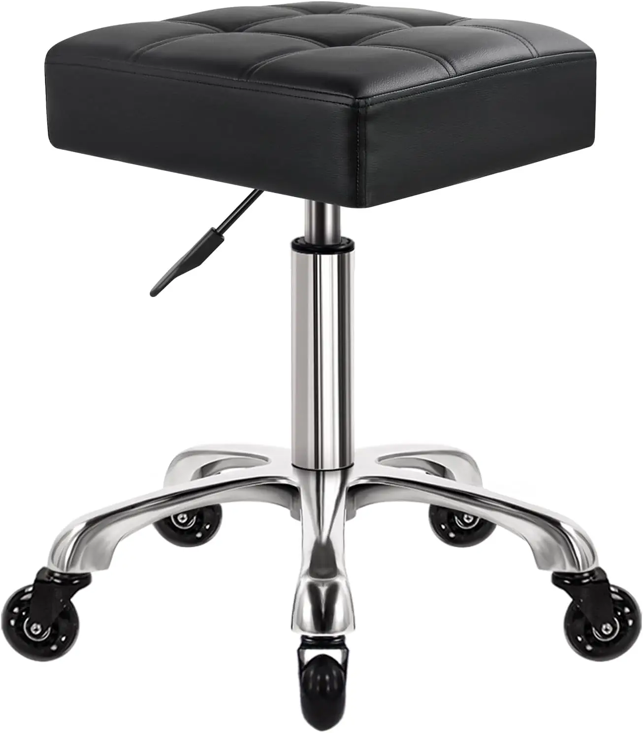 

Square Heavy Duty Rolling Stool with Wheels Hydraulic Swivel Adjustable Rolling Stool Ergonomic Thick Leather Seat Stool Chair
