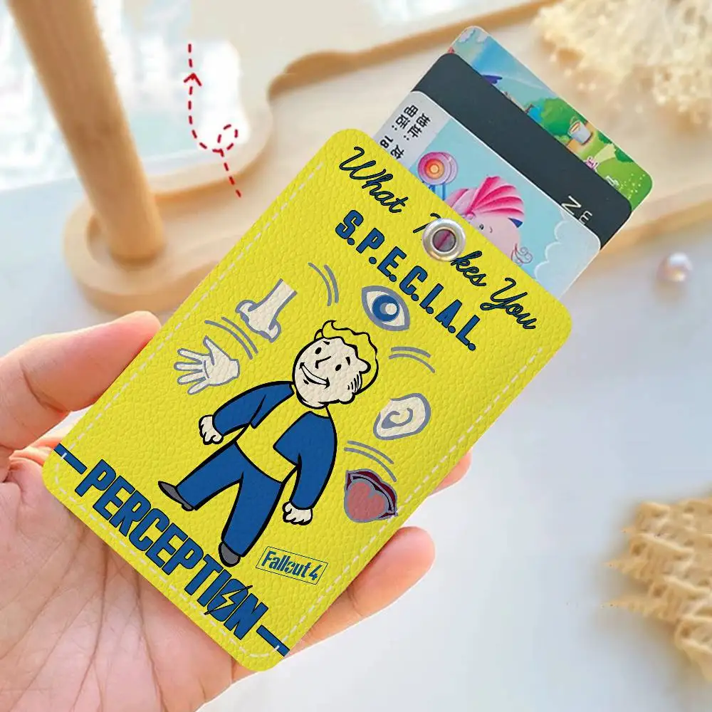 게임 F-Fallouts Vault Boys 사무용품 남성 및 여성 신용 카드 열쇠고리 학생증 ID 카드 홀더 자격증 홀더 카드
