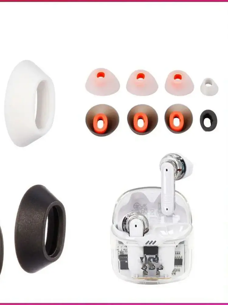 For JBL Tune Flex Soft Silicone Eartips Wireless Earphone Kits Accessories Earbuds Tips Gels Headphone Earcaps Earplugs Eargel