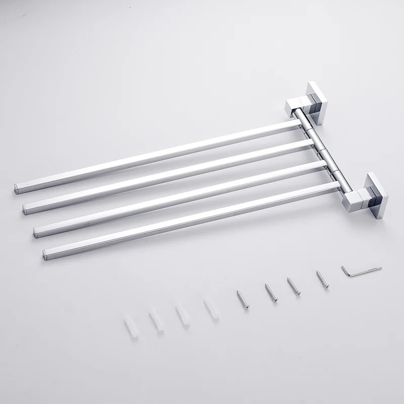 Rack Towel Stainless Steel 2/4 Swivel Towall Mounted Rotatable Bathroom Accessoriesel Bars Hanger Bathrobe Towel Rack Holder W towel rack