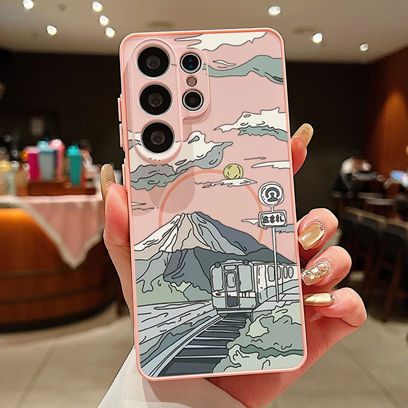 Anime Landscape Train Magnetic Phone Case Cover