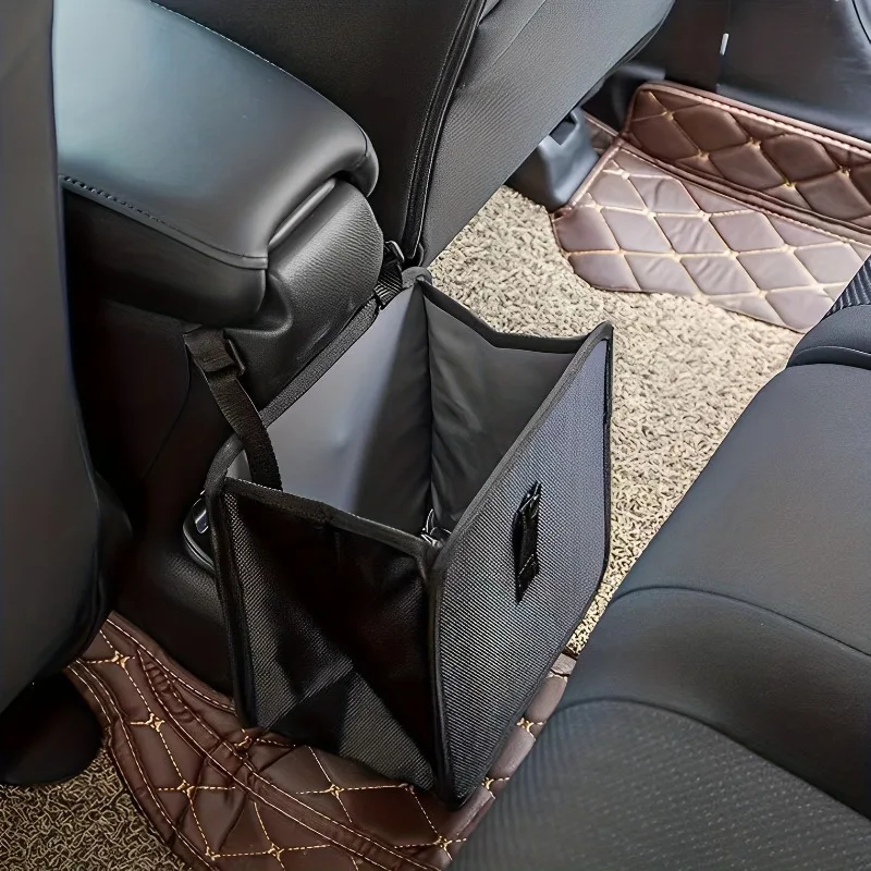 1개 내구성 있는 폴리에스터 섬유 자동차 쓰레기통 - 다기능 접이식 걸이형 수납 가방, 지퍼 수납 공간, 실용적인 디자인