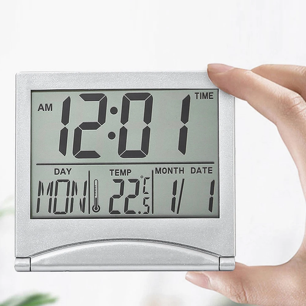 

Foldable Desktop LCD Electronic Clock Multi-function Date Temperature Alarm Clock Ultra-thin Travel Clock Digital Thermometer