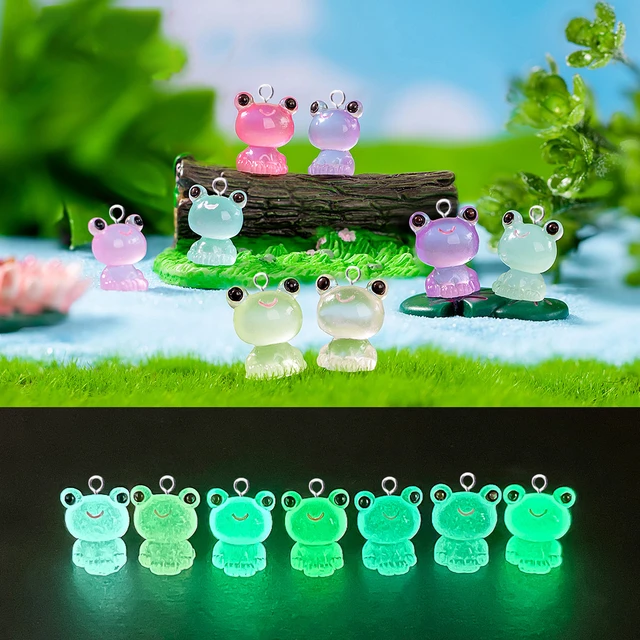 10pcs Kawaii Lovely 3D Animal Frog Resin Charms for Jewelry Making