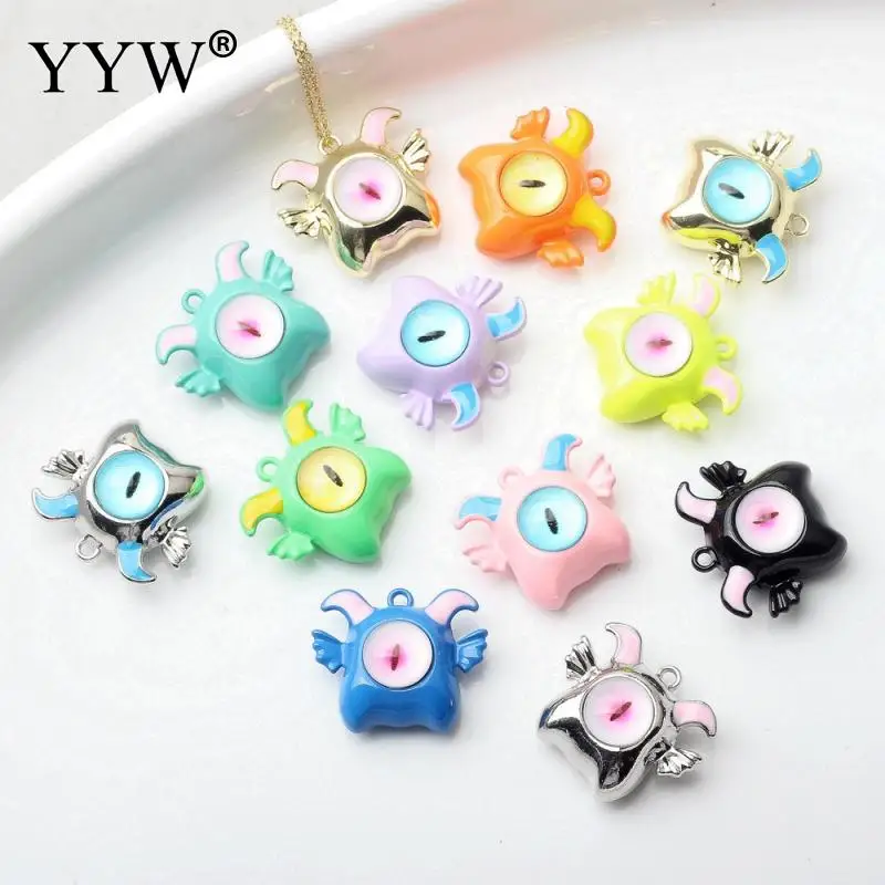 

20pcs/Lot Eye-Catching Monster Big Eye Shape Beads Rabbit Ear And Wings Kawaii Cartoon Beads Necklace Phone Chain Accessory