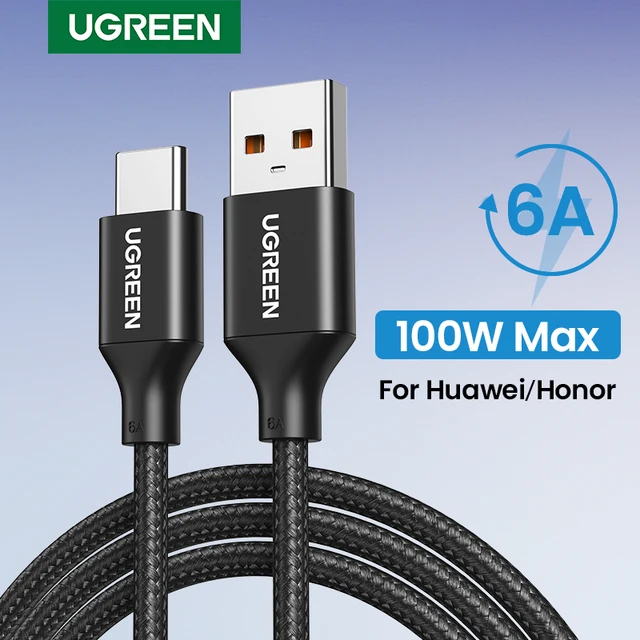 UGREEN SCP 6A 100W Type C Cable only for Huawei Honor Fast Charging USB-A to USB-C Cord Cable Huawei Super Charge Data Transfer