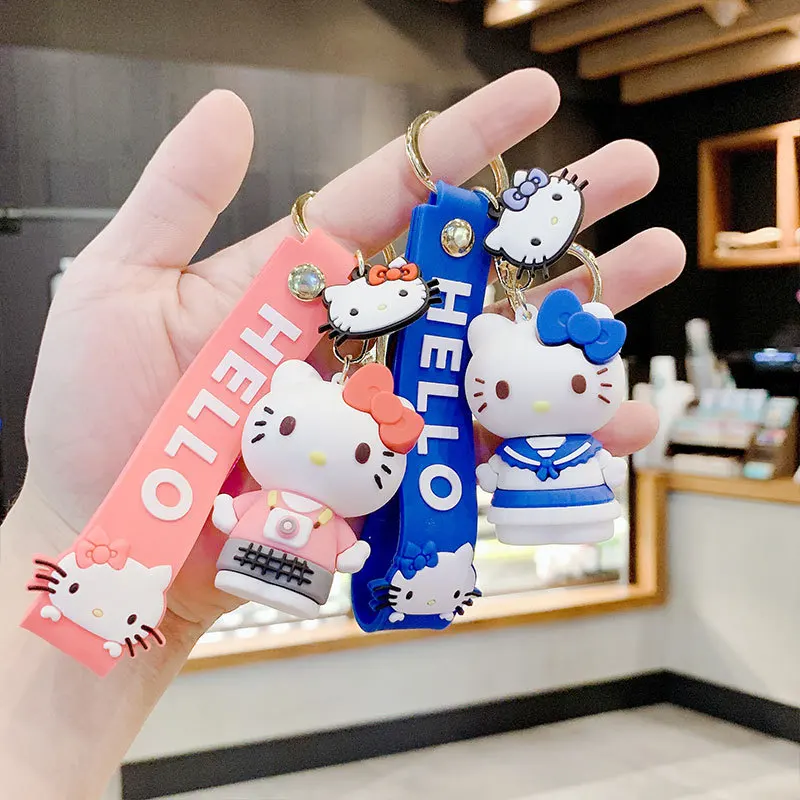 Kawaii Hello Kittys Silicone Doll Doll Kt Cat Key Chain Cute Cartoon School  Bag Key Pendant Car Bag Pendant Keychain Gift Toy - Movies & Tv - AliExpress