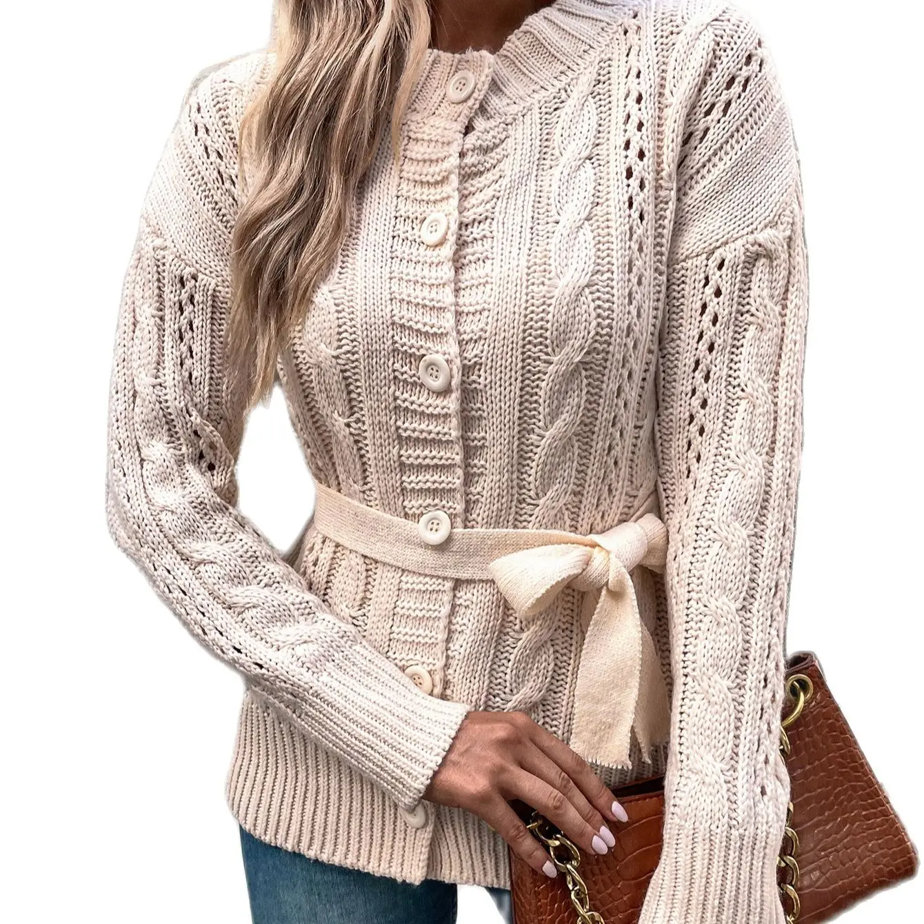

Women's Cardigan 2022 Europe And The United States Fall And Winter New Women's Cardigan Hemp Pattern Buttoned Cardigan Sweater