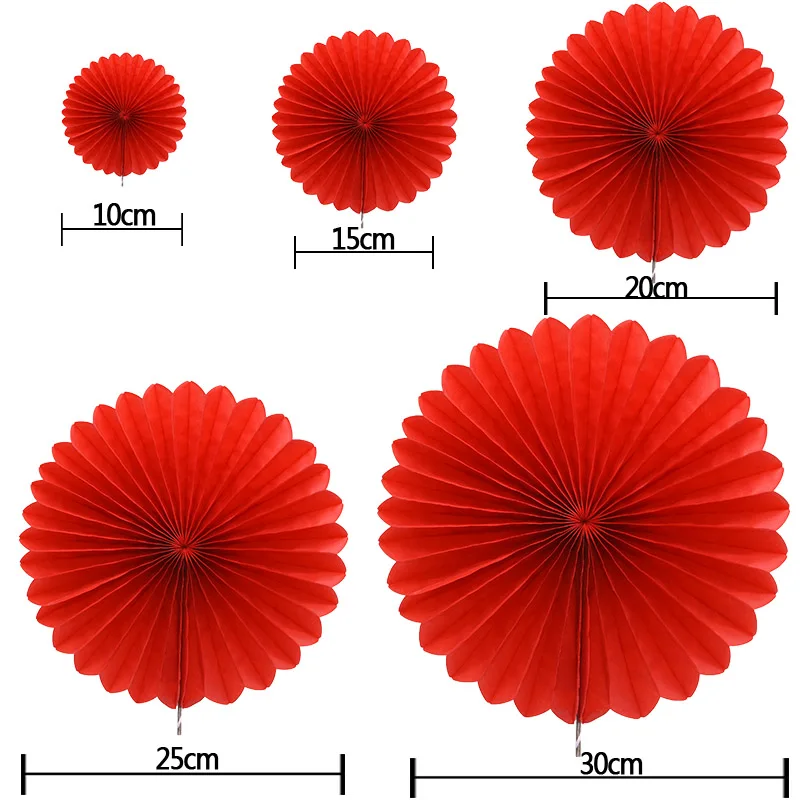 5pcs 10-30cm Color Tissue Paper Cut-Out Paper Fans Pinwheels Hanging Flower Paper Crafts for Wedding Party Birthday Decor Suppli